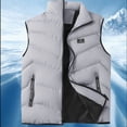 thumbnail image 1 of COSFO Zip Up Puffer Vests for Men Casual Gray Jacket Warm Stand Colla Sleeveless Cotton Loose Fit Jacket for Men, 1 of 5