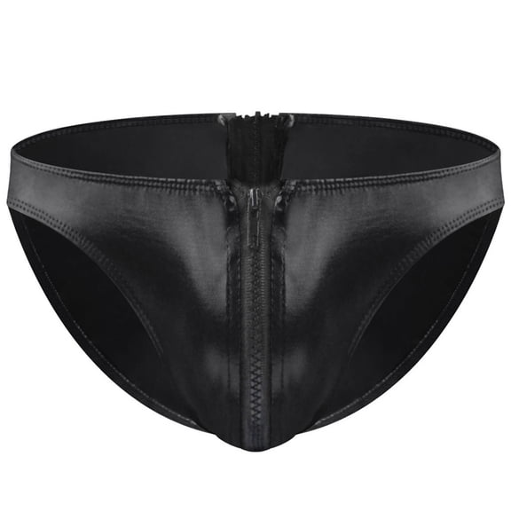 COSFO Zipper Briefs for Men with Contour Pouch Black Underwear Stretch Low Rise Loose Fit Men Underwear