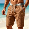 thumbnail image 1 of COSFO with Pockets Mens Shorts Summer Casual Bermuda Shorts Loose Fit Lightweight Drawstring Elastic Waist Solid Shorts, 1 of 5