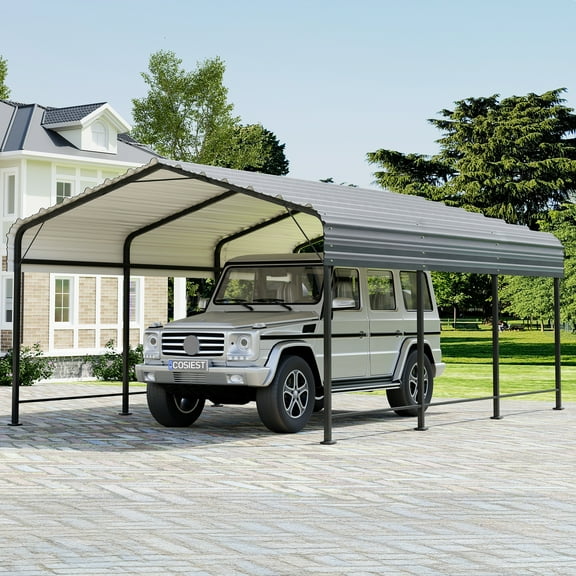 VENTOPYR 10' x 20' Outdoor Heavy Duty Metal Carport with Galvanized Steel Roof for Car, Boat, Truck