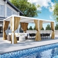 thumbnail image 1 of VENTOPYR 10'x20' Aluminum Outdoor Louvered Pergola with Adjustable Roof, Netting & Curtains, Hardtop Sun Shade Gazebo for Patio, Garden, or Backyard Pavilion,White, 1 of 10