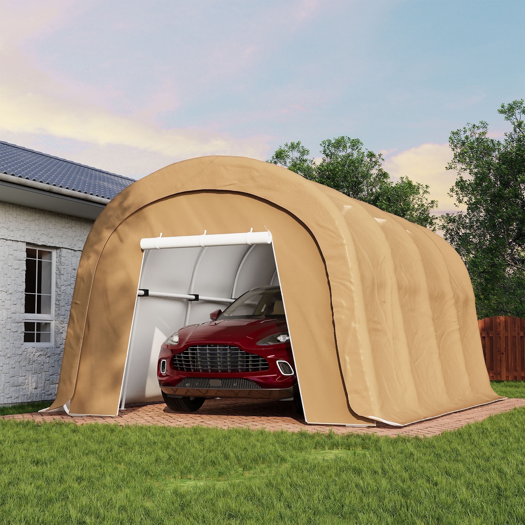 COSIEST 10'x20'Heavy Duty Carport ,Portable Outdoor Canopy Garage with Waterproof PE Roof and Steel Frame