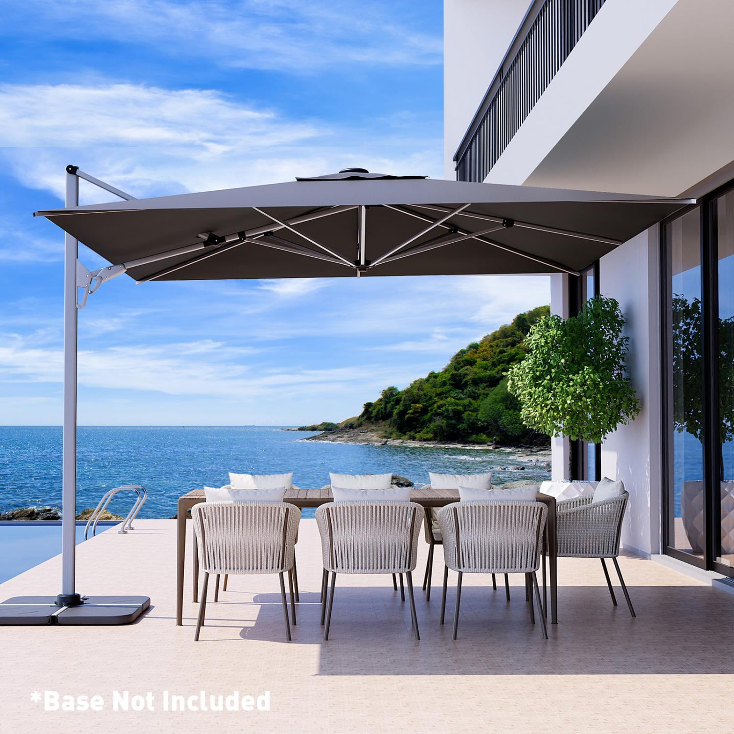COSIEST 10FT Gray Double Top Cantilever Outdoor Umbrellas, Large Square Windproof Patio Umbrella for Garden, Deck, Pool