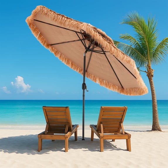 COSIEST 10FT Thatched Tiki Straw Outdoor Beach Umbrella(No Base)