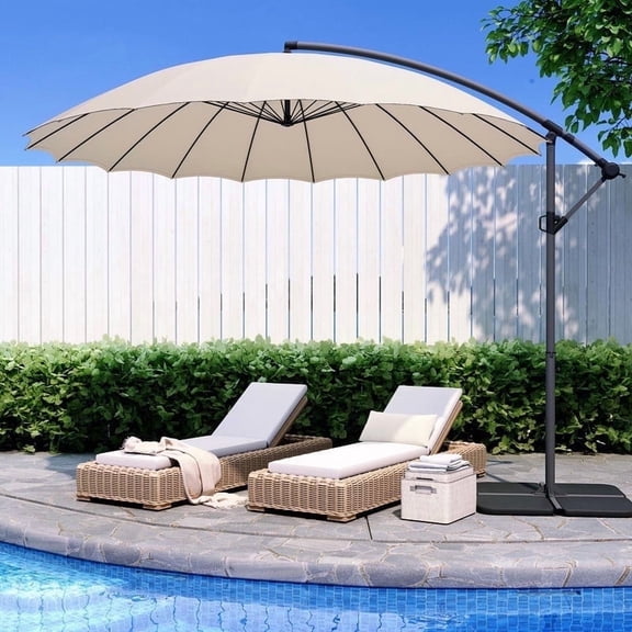 COSIEST 10ft Outdoor Patio Umbrella with 360° Rotation,Beige Adjustable Cantilever Umbrella UV & Waterproof Canopy For Backyard, Poolside,Lawn,Garden