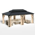 thumbnail image 1 of COSIEST Cedar Wood Gazebo, Outdoor Pergola with 2-Tier Galvanized Steel Roof Netting and Curtains, 1 of 8