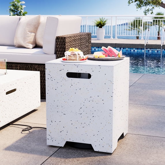 VENTOPYR 16'' ABS Outdoor Hideaway Tank Table for Propane Gas Fire Pits, Hides Standard 20lb