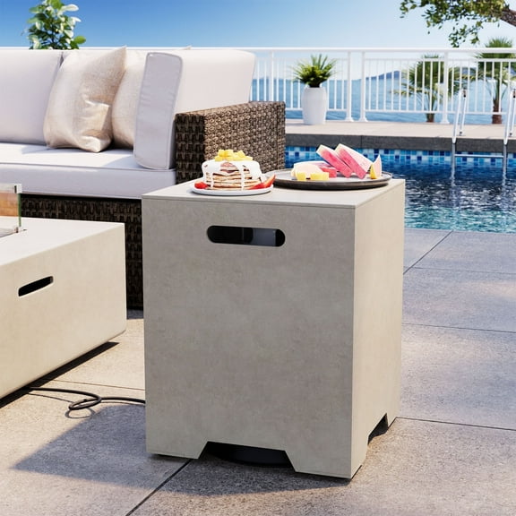 COSIEST 16'' ABS Outdoor Hideaway Tank Table for Propane Gas Fire Pits, Hides Standard 20lb