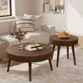 thumbnail image 1 of VENTOPYR 2-Piece Modern MDF Wood Nesting Coffee Table with Handcrafted Wood Ring Motif for Living Room, 1 of 9