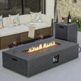 thumbnail image 1 of VENTOPYR 2-Piece Outdoor Rectangle Terrazzo White Propane Fire Table Set with Tank Cover Table, 1 of 7