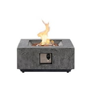 COSIEST 28" Square Dual-Texture Concrete Fire Pit Table with Cover & Lava Rocks​​