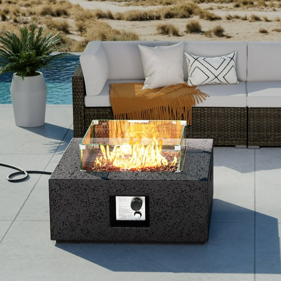 COSIEST 28" Square Propane Fire Table,Stainless Steel Burner 40,000 BTU