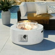 COSIEST 28-inch 40,000 BTU Terrazzo Outdoor Propane Fire Pit With Wind Guard, Free Lava Rocks and Rain Cover
