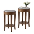thumbnail image 1 of COSIEST 2PCS Brown 2-Tier Round End Table Wood Accent Side Table, 1 of 7