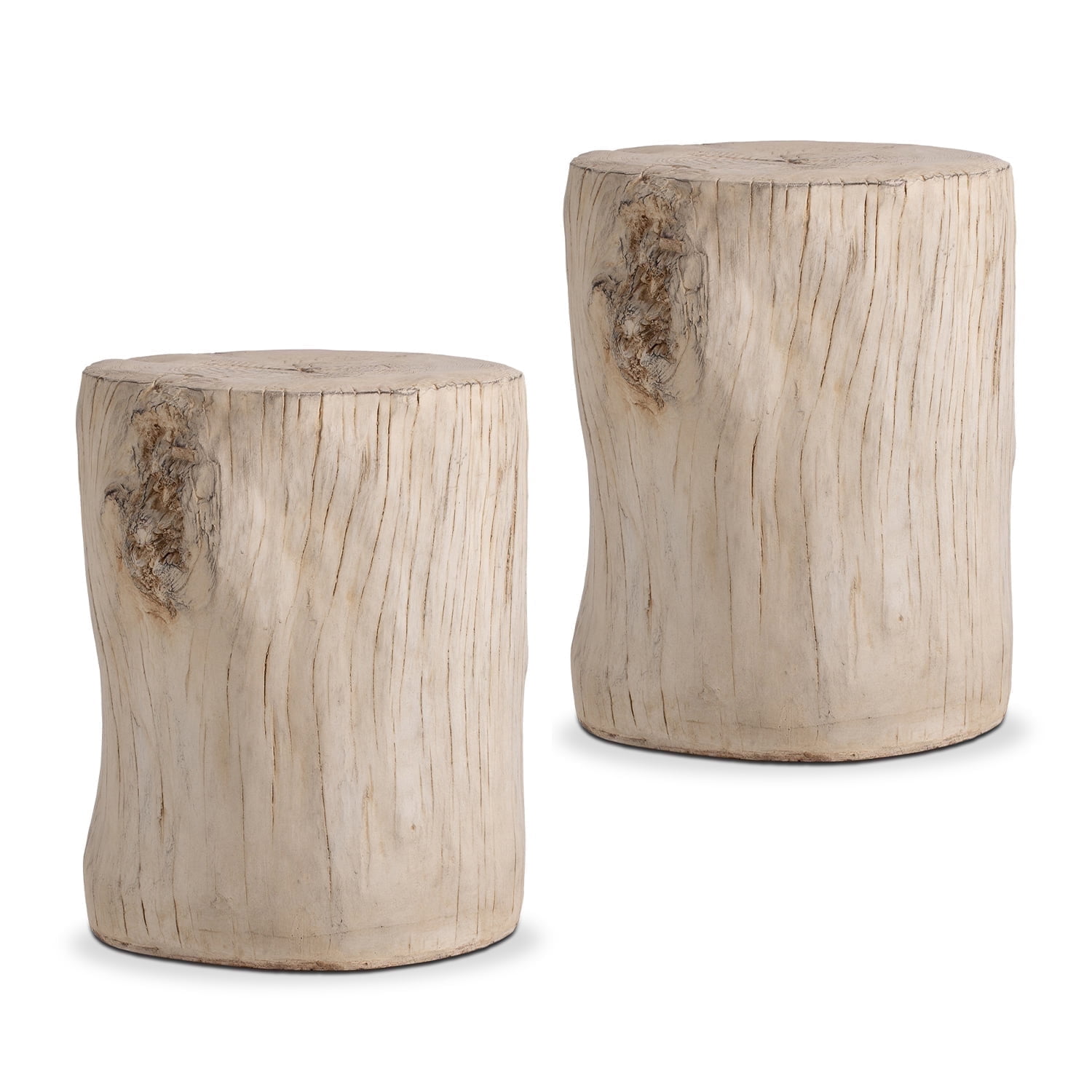 VENTOPYR 2PCS Faux Wood Light Beige Hand-Painted Beige End Side Table