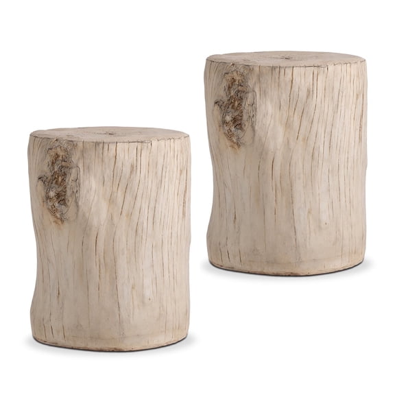 VENTOPYR 2PCS Faux Wood Light Beige Hand-Painted Beige End Side Table