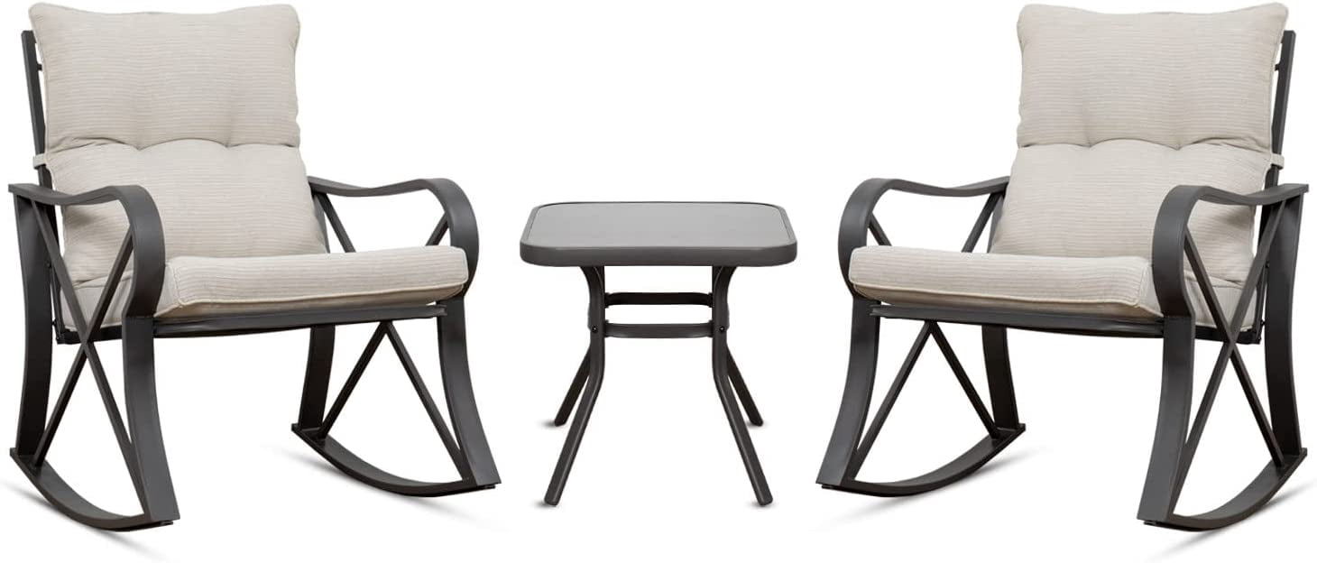 COSIEST 3 Piece Bistro Set Patio Rocking Chairs Outdoor Furniture w ...
