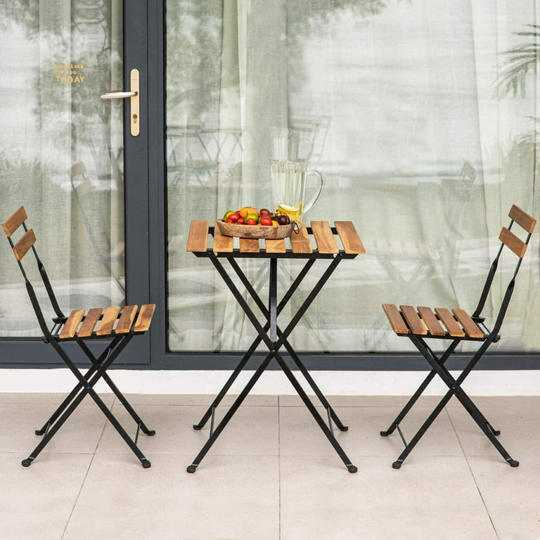 Wood and metal bistro set sale