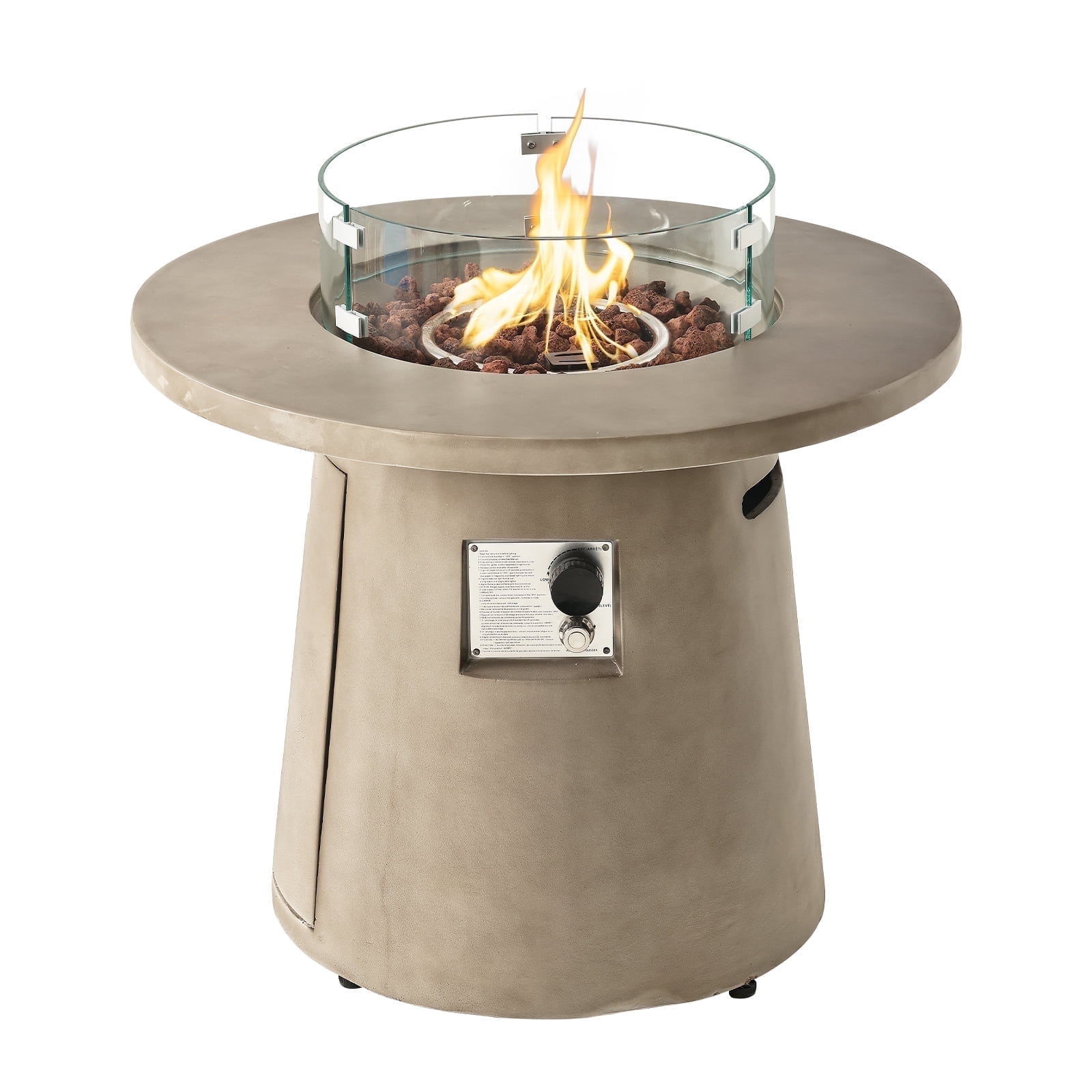 VENTOPYR 31.5-Inch Round Propane Fire Pit, Magnesium Oxide Table, 40,000 BTU Burner, Lava Rocks Included