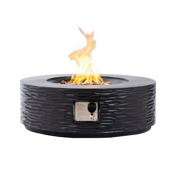 COSIEST 35" Round Propane Fire Pit Table,Water Ripple Design 50,000 BTU Outdoor Fire Pit