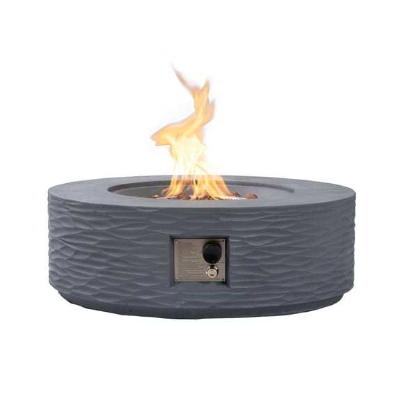 COSIEST 35" Round Propane Fire Pit Table,Water Ripple Design 50,000 BTU Outdoor Fire Pit