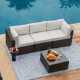 thumbnail image 1 of COSIEST 4-Piece Outdoor Furniture Set Brown Wicker Sectional Sofa, 1 of 5
