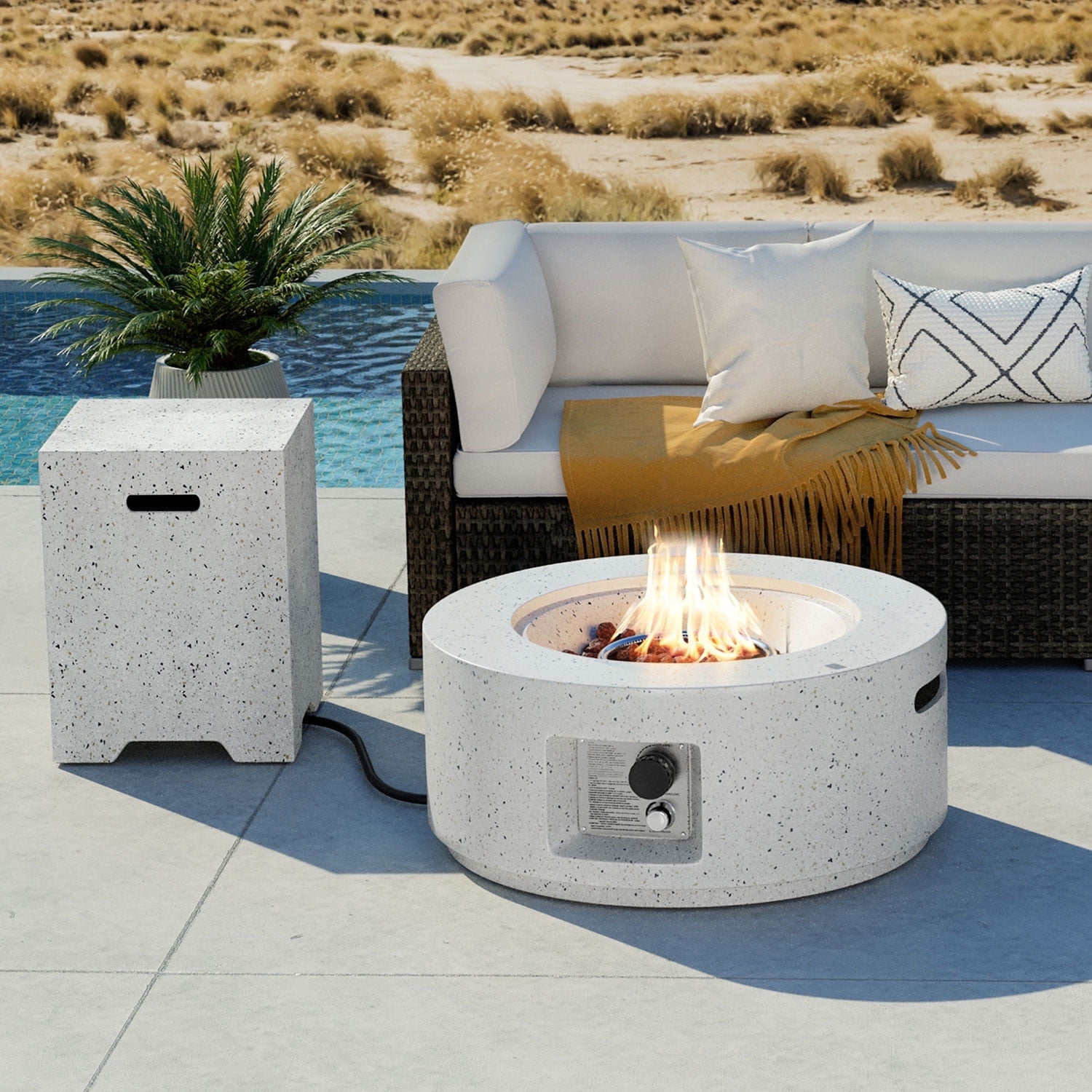 VENTOPYR 40,000 BTU Outdoor Camping Bonfire 28-inch Round Propane Fire Pit Table Set with Stainless steel
