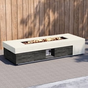 COSIEST 28" Square Dual-Texture Concrete Fire Pit Table with Cover & Lava Rocks​​