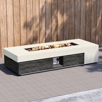 COSIEST 56" Rectangle Dual-Texture Concrete Fire Pit Table with Cover & Lava Rocks​​