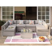 COSIEST 7-Piece 6-Seaters Outdoor Furniture Set Gray Wicker Sectional Sofa Set