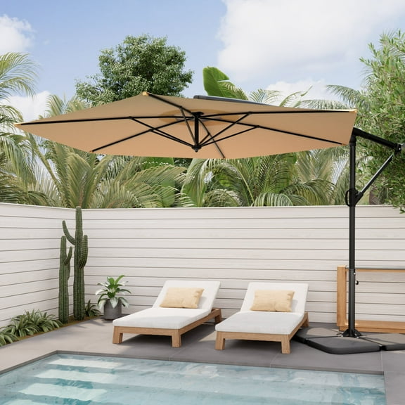 COSIEST 9ft Offset Patio Umbrella, Cantilever Hanging Outdoor Umbrella for Market, Backyard, Poolside, Garden