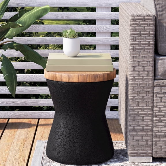 VENTOPYR Faux-Wood Round Coffee Table, Tree-Trunk Slice End Table Accent Stool