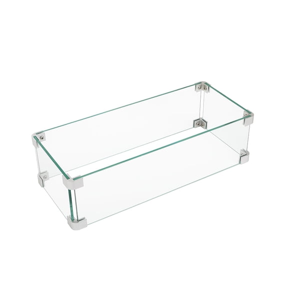 COSIEST Glass Wind Guard, Rectangle, Tempered Glass for Outdoor Fire Pit