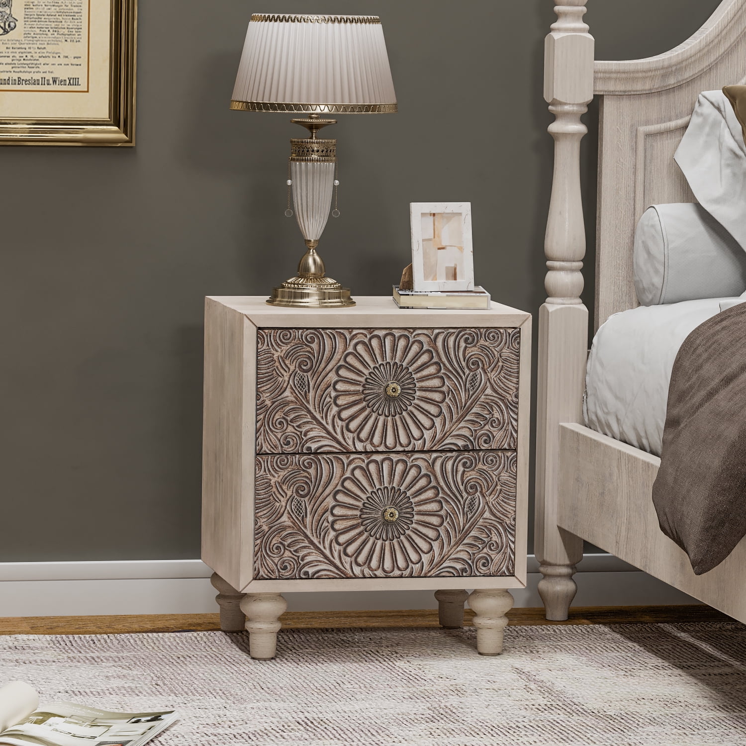 light grey nightstand for bedroom