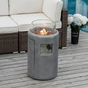 COSIEST Outdoor 16-inch 40,000 BTU Round Propane Fire Pit (Grey)