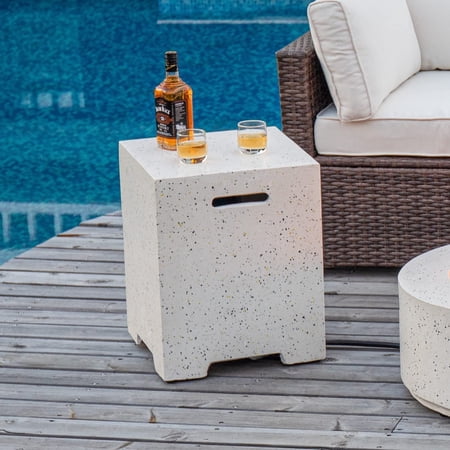 VENTOPYR Outdoor 16-inch Hideaway Tank Table for Gas Fire Pits, Concrete 20lb Propane Tank Cover