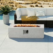 COSIEST Outdoor 42-inch Rectangle Propane Fire Table, 50000 BTU Concrete Tabletop Fire Pit (Tank Outside), Free Lava Rocks