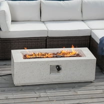 COSIEST Outdoor 42-inch Rectangle Propane Fire Table, 50000 BTU Concrete Tabletop Fire Pit (Tank Outside), Free Lava Rocks