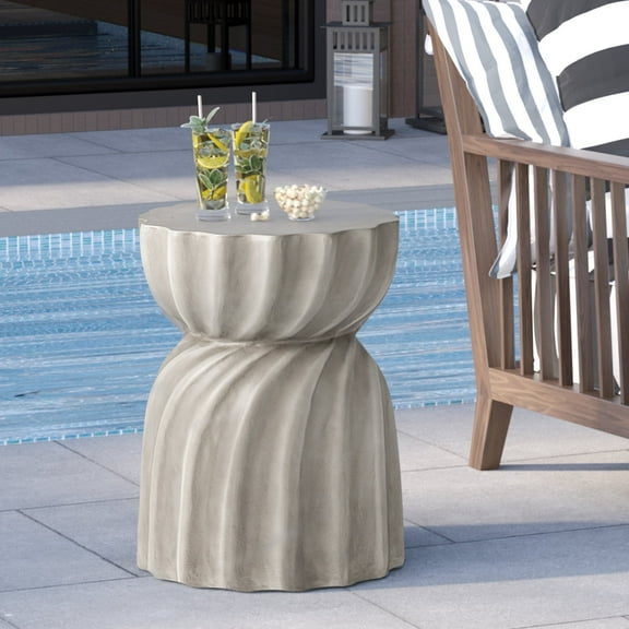 VENTOPYR Outdoor Concrete Side Table,Lightweight 18.7" H Accent Table in Graphite Gray for Patio