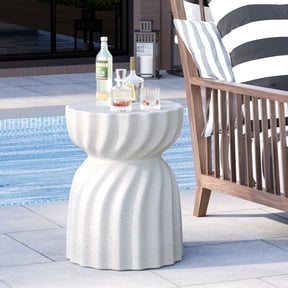 VENTOPYR Outdoor Concrete Side Table,Lightweight 18.7" H Accent Table in Graphite White for Patio