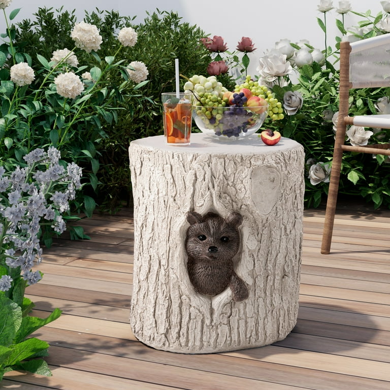COSIEST Outdoor Decorative Hand-Painted Wood Stump Stool w
