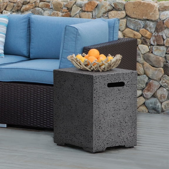VENTOPYR Outdoor Hideaway Tank Table for Gas Fire Pits, Hides Standard 20lb 16-inch Propane Tank Cover w Side Handles (Light Gray)