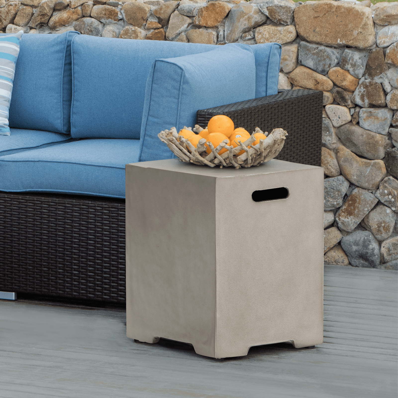 COSIEST Outdoor Hideaway Tank Table for Gas Fire Pits, Hides Standard