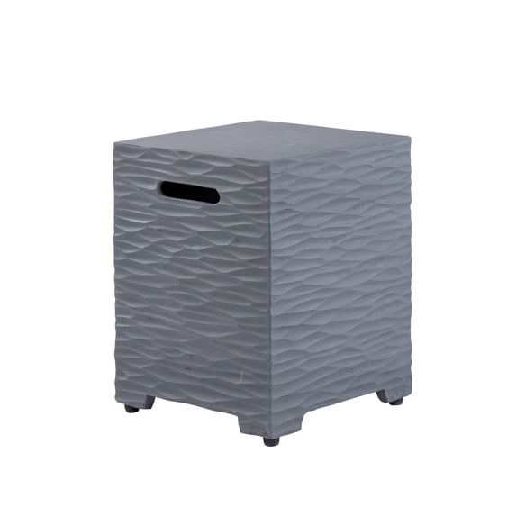VENTOPYR Outdoor Hideaway Tank Table for Gas Fire Pits, Hides Standard 20lb Propane Tank Cover w Side Handles (Gray)