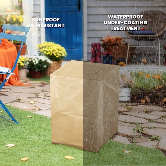 COSIEST Outdoor Hideaway Tank Table for Gas Fire Pits, Hides Standard 20lb Propane Tank Cover w Side Handles (Gray)