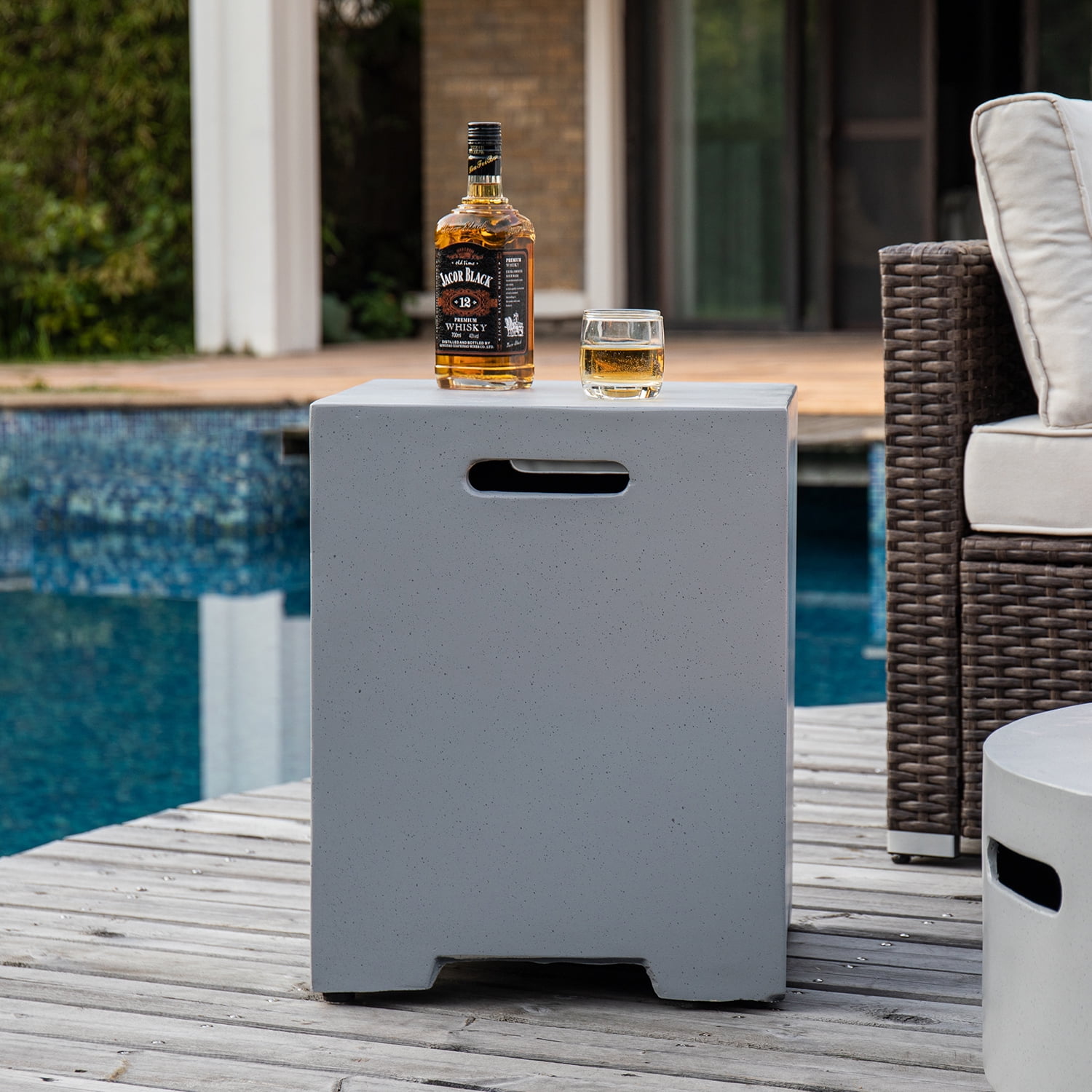 COSIEST Outdoor Hideaway Tank Table for Gas Fire Pits, Hides Standard