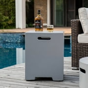 COSIEST Outdoor Hideaway Tank Table for Gas Fire Pits, Hides Standard 20lb Propane Tank Cover w Side Handles (Gray)