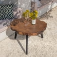 thumbnail image 1 of COSIEST Outdoor&Indoor Faux Wood Tree-Slice Round Concrete Side Table with Metal Legs, 1 of 6