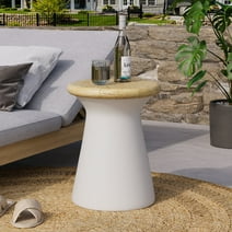 COSIEST Outdoor&Indoor Patio Round Lightweight Concrete Accent Coffee Table