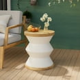 thumbnail image 1 of COSIEST Outdoor Patio 16.7-in Height Lightweight Concrete Accent Coffee Table with Faux Wood Tabletop, 1 of 6